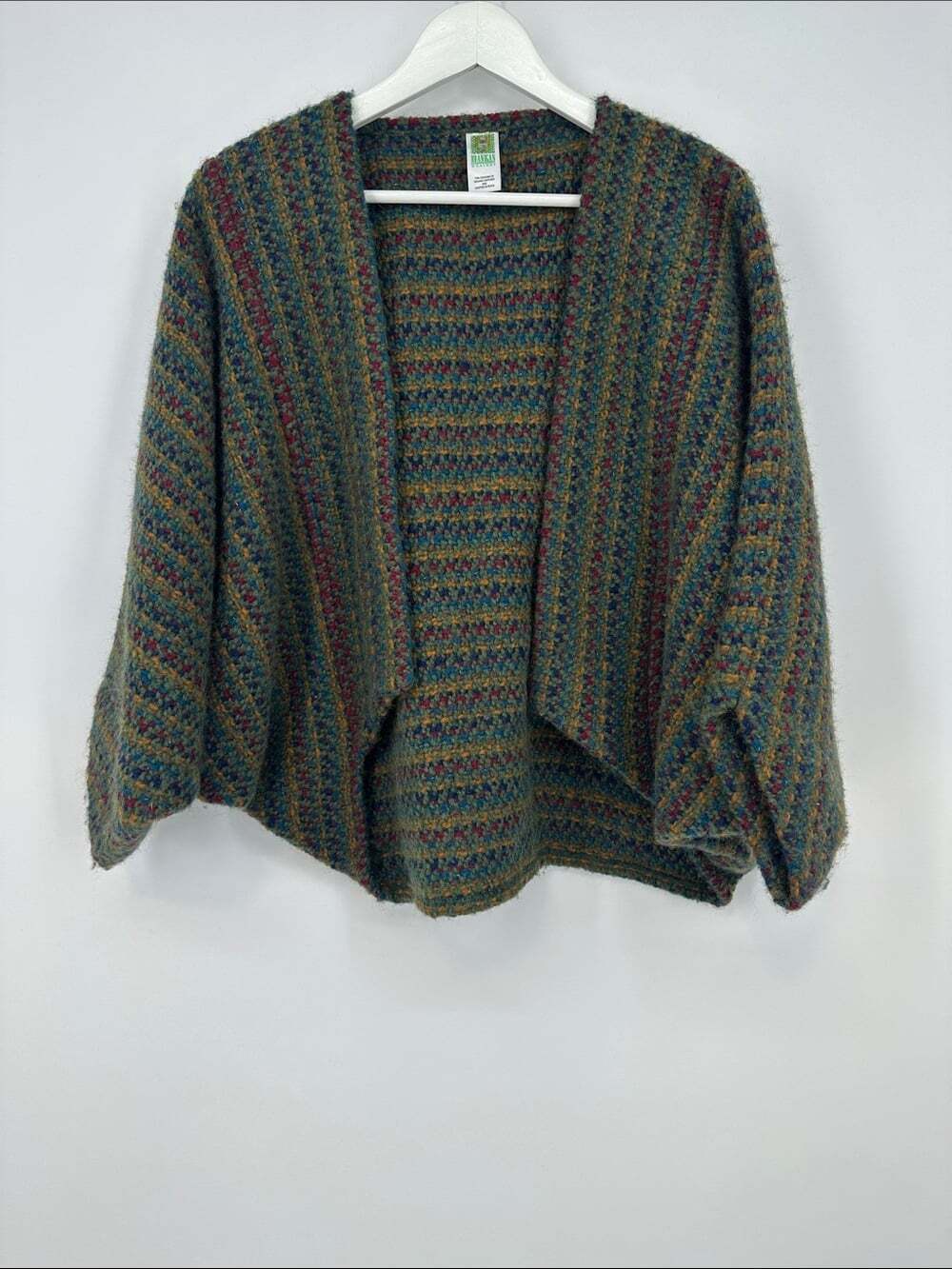 Vintage Ireland made Multicolour Open-Front Knit Cocoon Cardigan Sweater